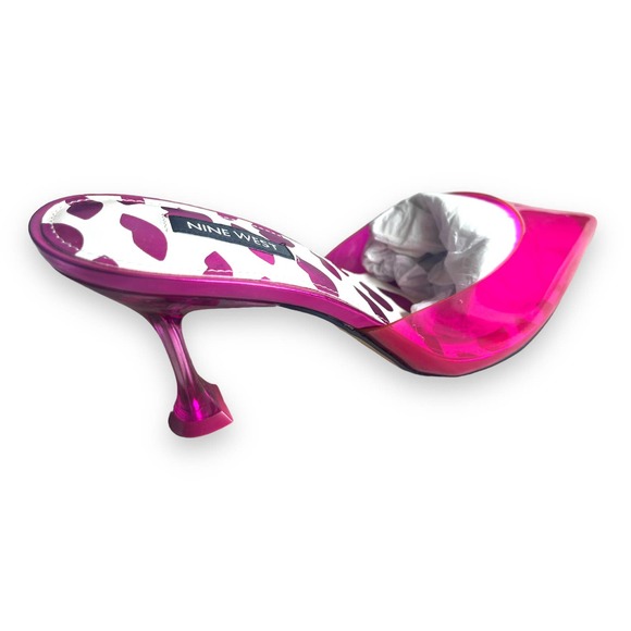 Nine West HOTT Clear Plastic Mule Heels Pumps | Barbie Hot Pink | Womens 8.5 NEW - Picture 11 of 16